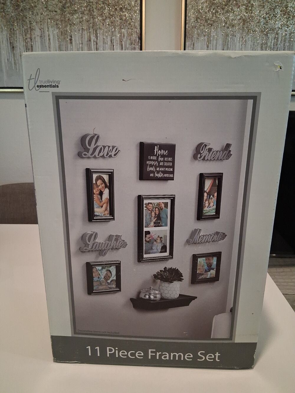 True Living Essentials 11 Piece Wall Picture Frame Set Home Decor Black New NIB